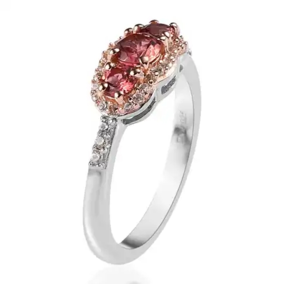 Authentic Blush Tourmaline Ring in Vermeil RG and Platinum Over Sterlng Silver - Picture 4 of 6